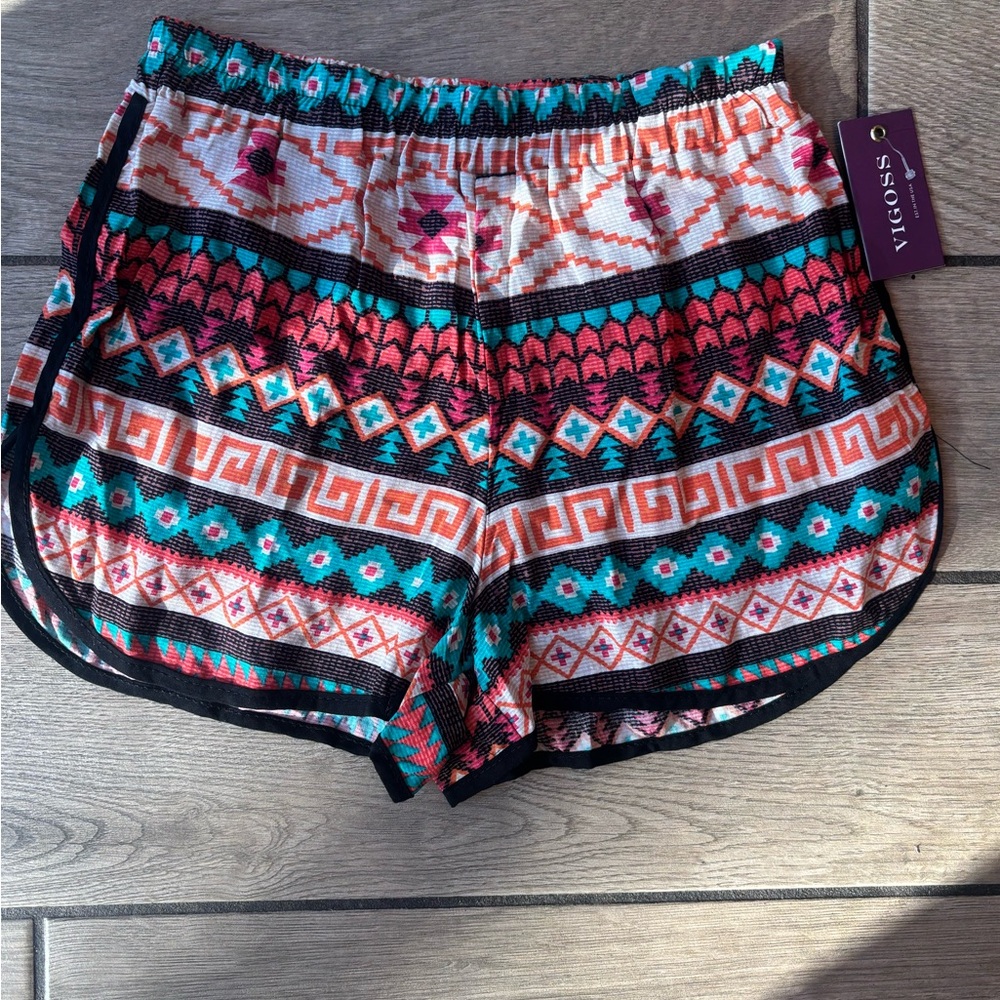 NWT Vigoss Small Aztec Geometric Shorts | Colorful Elastic Waist Summer - Picture 2 of 6